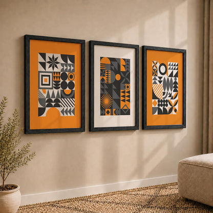 Attractive geometrics modern art wall decor framed art prints, Set of 3 Paintings for living room, bedroom and office (Theme-Minimalist) (Art-9, 10x13inch)