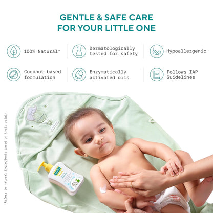 EQUALSTWO by Zydus Baby Moisturizer, 200ml, 100% Natural Coconut based Daily Baby Skin Care Body Lotion for Nourishing Skin, All Skin Types, PH 5.5, Dermatalogically Tested, No Parabens No Sulphates, (Pack 1)