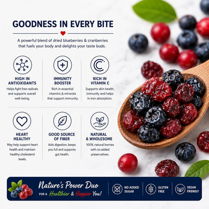 Dry Goods Co Blueberry & Cranberry Dried Berry Mix | No Added Sugar | Fresh and Healthy