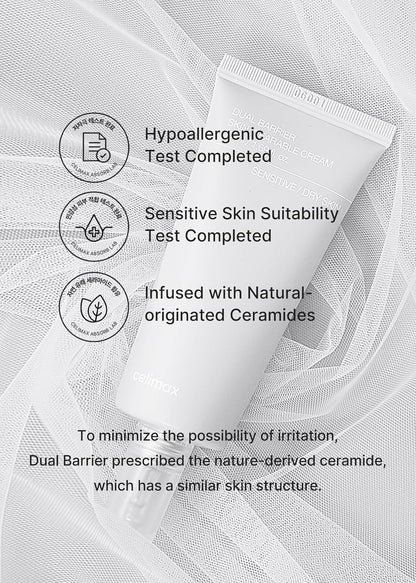 Celimax Dual Barrier Skin Wearable Cream (50ml) | 72H Hydration Barrier Repair | 5 Ceramides Hyaluronic Acid | Soothes Redness Irritation | Derma-Tested, Paraben-Free | Korean Skincare for Dry Sensitive Skin