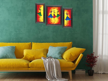 3 Pc Set Of Still Life Paintings Without Glass 5.2 X 12.5, 9.5 X 12.5, 5.2 X 12.5 Inch (6 X 13, 10.2 X 13, 6 X 13 INCH, Copper Brown)