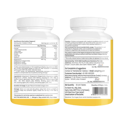 Tata 1mg Triple Magnesium Tablets | Magnesium Complex Supplement| Muscle Relaxant, Sleep and Strength