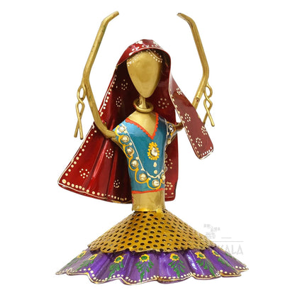 Set of 3 Kalbeliya Dancers Metal Decor Items for Living Room Showcase, Bedroom, Tabletop Decor, Traditional Rajasthani Dancers Decorative Showpieces (Kalbeliya)