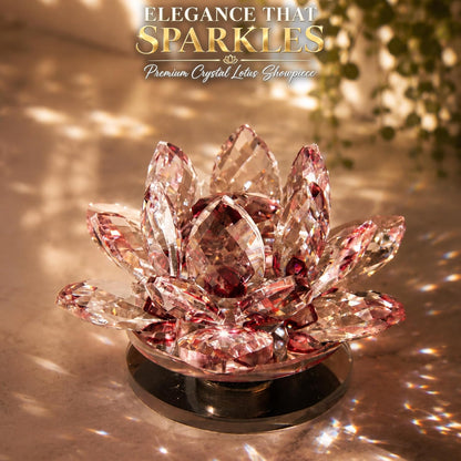Crystal Lotus Flower Glass Showpiece, Decor -8.5 x 5.5 CM