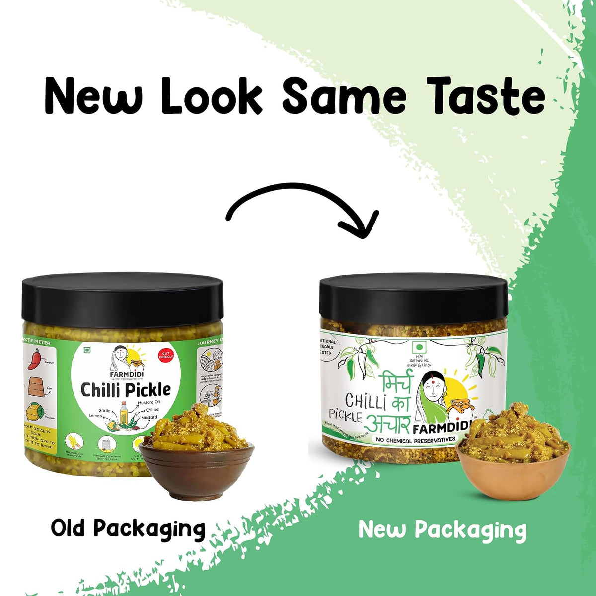FarmDidi Spicy Green Chilli Pickle 325g In Fresh Homemade Sun-Dried Hari Mirch Ka Achar Made with Mustard Oil Ghar Ka Bana Spicy Mirchi Pickle No Chemical Preservatives