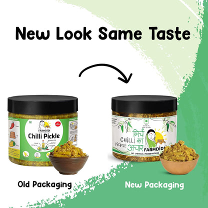 FarmDidi Spicy Green Chilli Pickle 325g In Fresh Homemade Sun-Dried Hari Mirch Ka Achar Made with Mustard Oil Ghar Ka Bana Spicy Mirchi Pickle No Chemical Preservatives