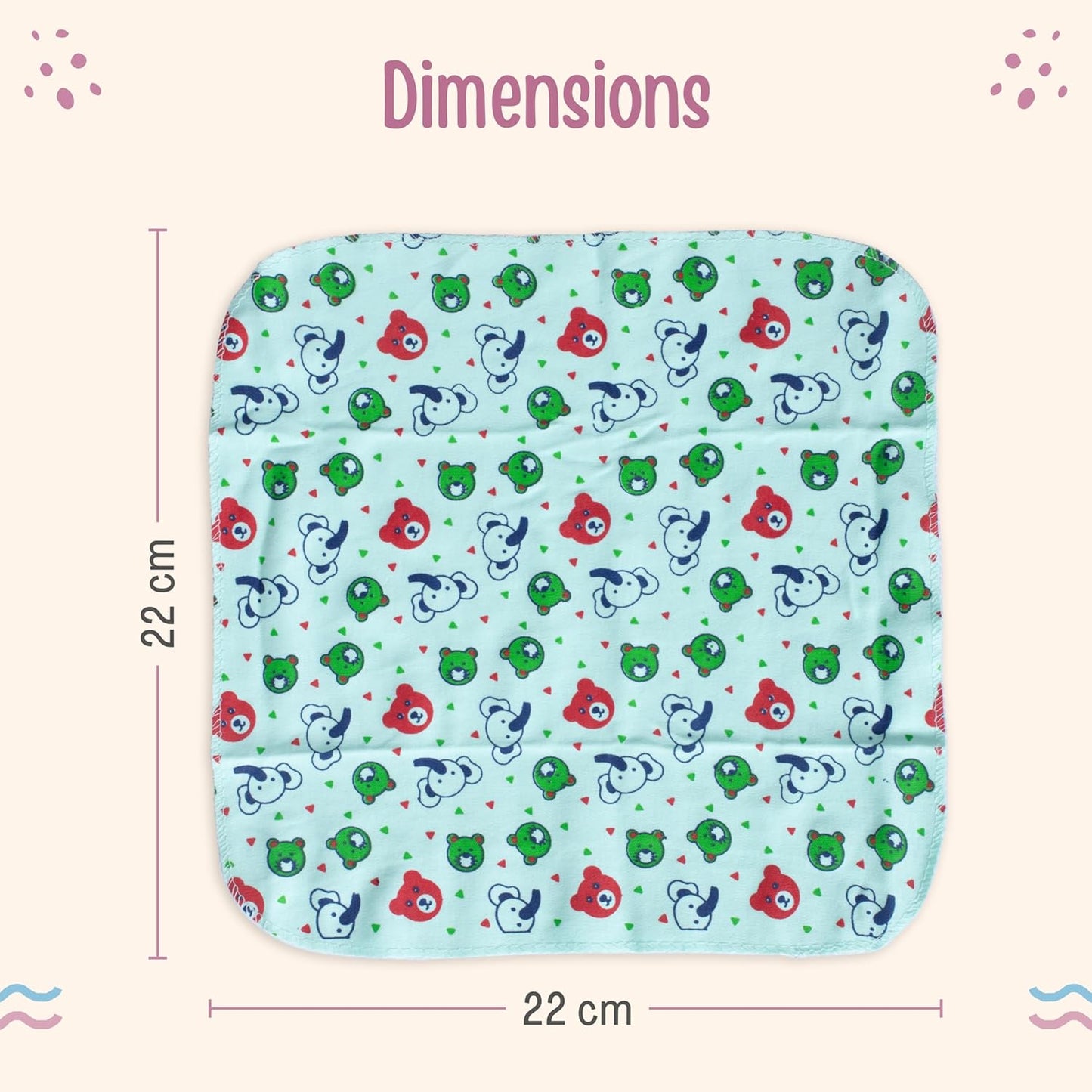 LuvLap Hosiery Cotton Cloth Premium Baby Washcloth for New Born, Washable (30 cm x 30 cm), Reusable, Absorbent, Extra Soft Face Towels/Washcloth for Babies, Starfish Print, Pack of 7 Pcs, Multicolour