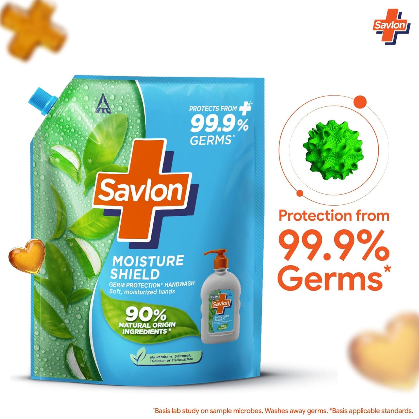 ITC Savlon Moisture Shield Germ Protection Liquid Handwash Refill Pack 1.3L | 99.9% Germ Protection | 90% Natural Origin Ingredients | Family Size Refill Hand wash | Value Pack