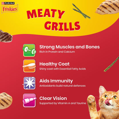 Purina Friskies Meat & Vegetable, Dry Food for Adult Cats, 1kg Pack | With Meat & Vegetable, 100% Complete & Balanced, Quality Protein for Strong Muscles, Calcium & Vitamin D, Omega 6 & Zinc