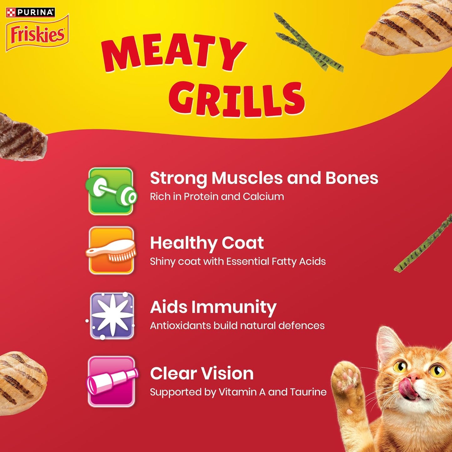 Purina Friskies Meat & Vegetable, Dry Food for Adult Cats, 400g Pack | With Meat & Vegetable, 100% Complete & Balanced, Quality Protein for Strong Muscles, Calcium & Vitamin D, Omega 6 & Zinc
