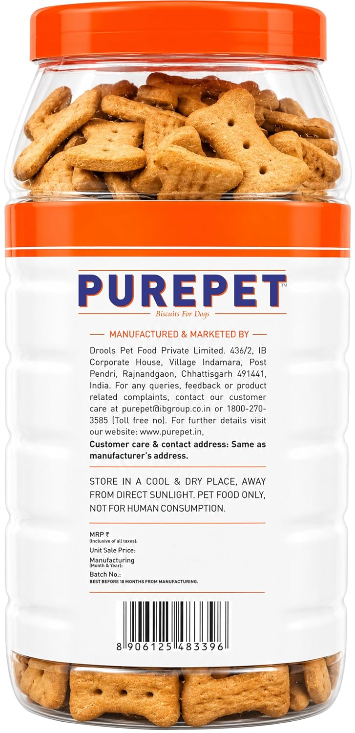 Purepet Dog Treats Biscuits for All Life Stages 800g Pack | Real Chicken Flavour | Active Behaviour | Oral Health |Training and Behaviour