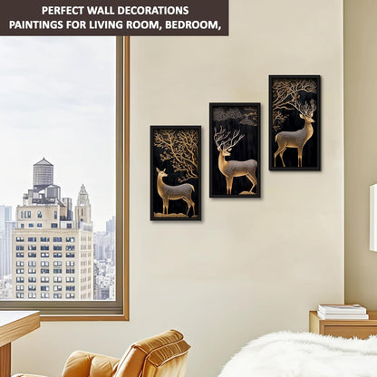 Framed Art Painting For Home, Living Room, Hall | Traditional Paintings With Frame For Home Decor (Deer D2)