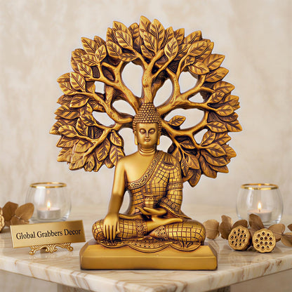 Global Grabbers Buddha Statue Showpiece Idol Home Decor Decoration Items for Living Room and Gifts (GOLDEN4)