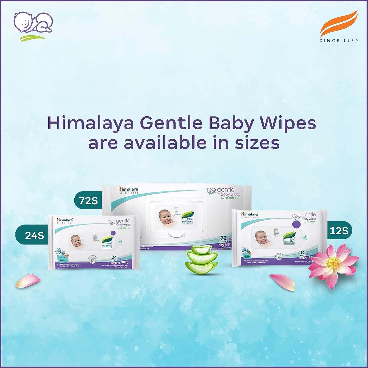 Himalaya Gentle Baby Wipes, 72 Wipes,White
