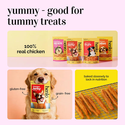 Henlo Chicken Bites for Dogs | High Protein, Guilt-Free & Healthy Dog Treats | Natural, Low Fat Training Snacks
