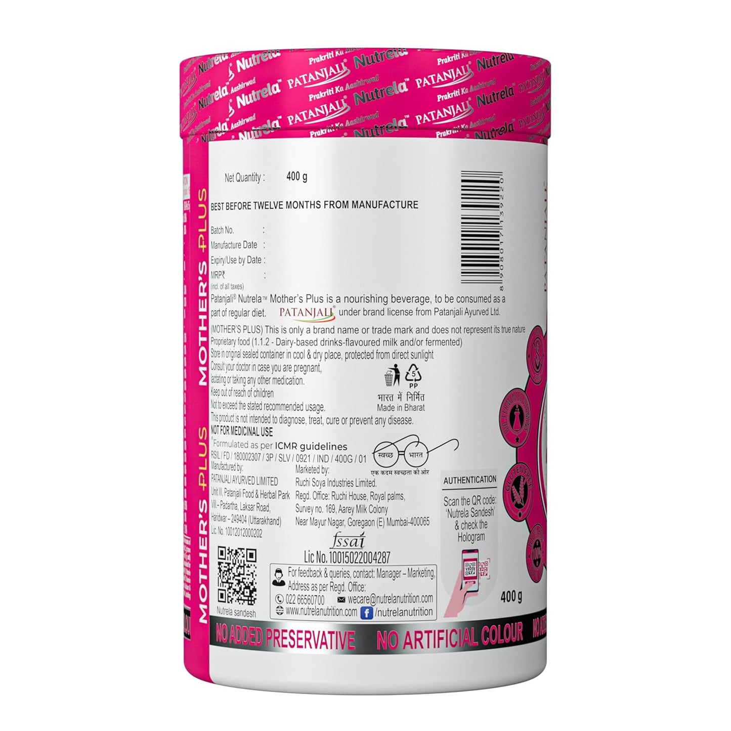 Nutrela Mother`s Plus Protein Supplement Nutrition for Pregnancy & Lactation, No Added Sugar, No Preservative - 400g