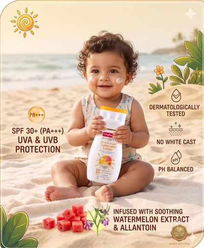 BABYHUG Advanced Mineral Based Sunscreen Lotion with SPF 30 +, PA+++,UVA/UVB Protection 200ML(Pack Of 1)