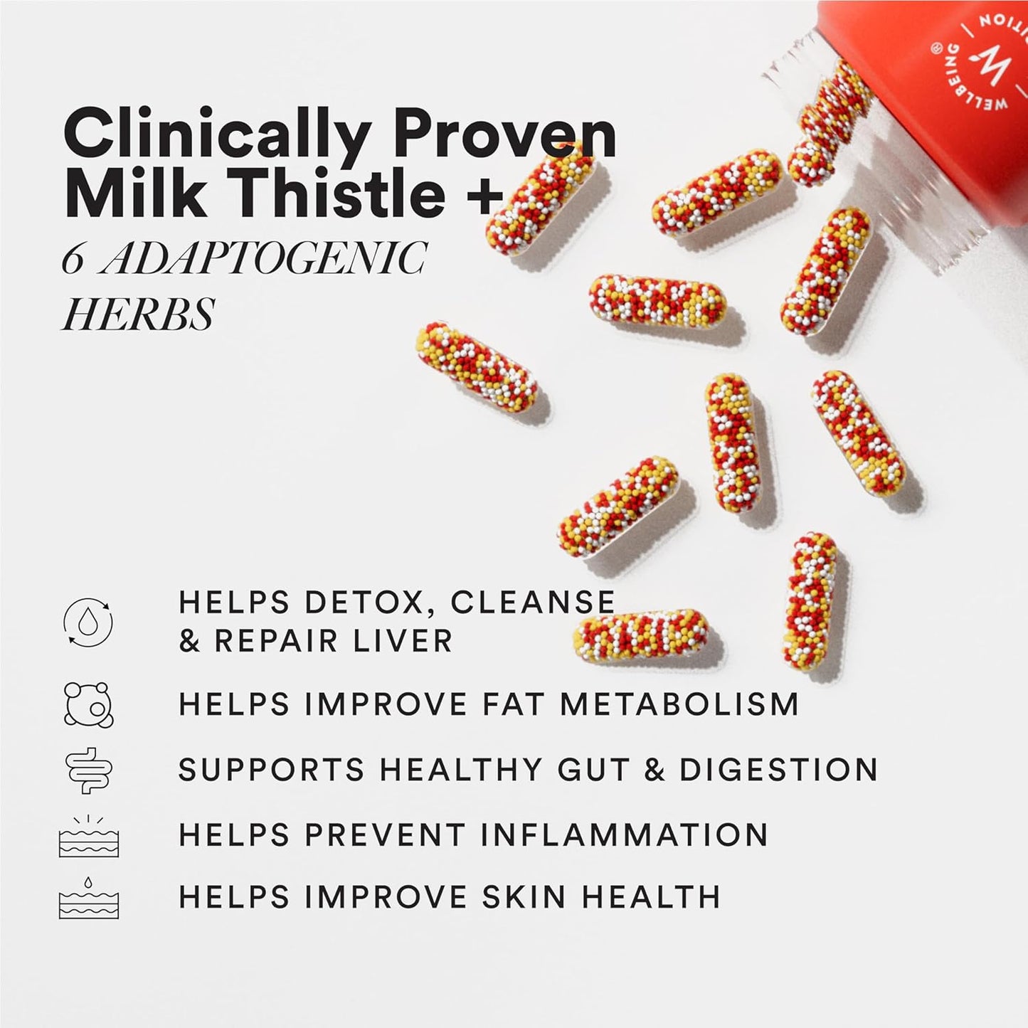 Wellbeing Nutrition Liver Detox Supplement | Clinically Proven Milk Thistle, Berberry + 6 Organic Herbs for Fatty Liver, Alcohol Detox, Liver Protection & Repair | 60 Delayed Release Veg Capsules