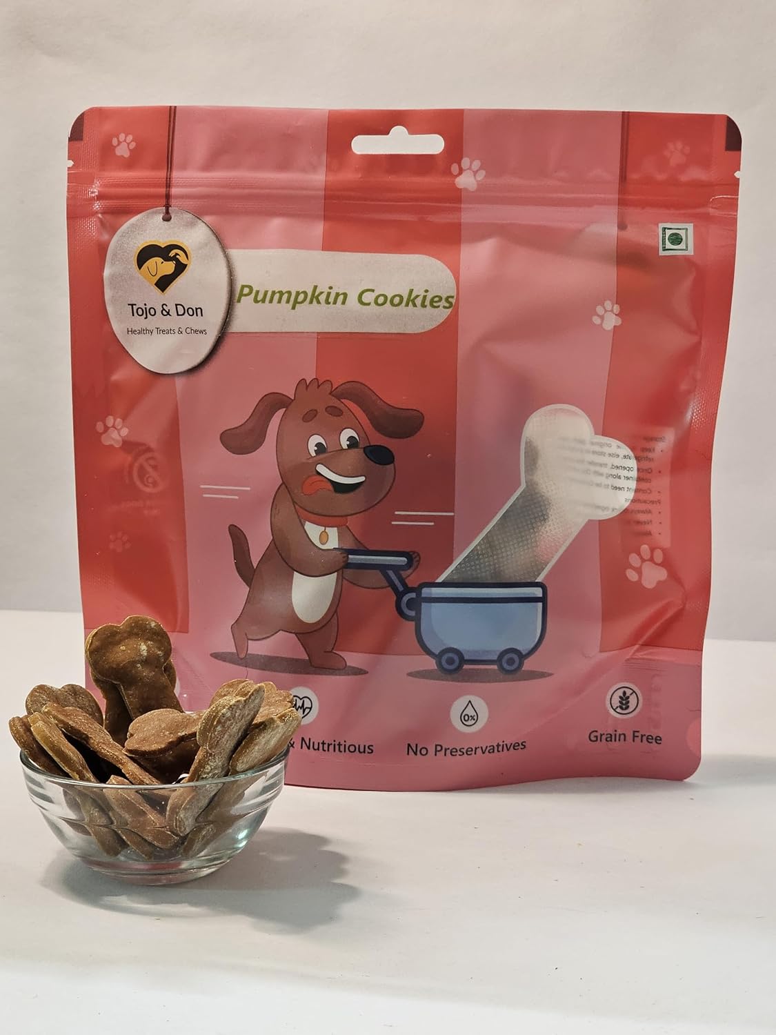 Tojo & Don Pumpkin Biscuits for Dogs, 200 g | 100% Veg, Grain-Free & Gluten-Free Pumpkin Cookies | Healthy Dog Treats with High Fibre | No Preservatives | Easy to Digest | for All Dog Sizes