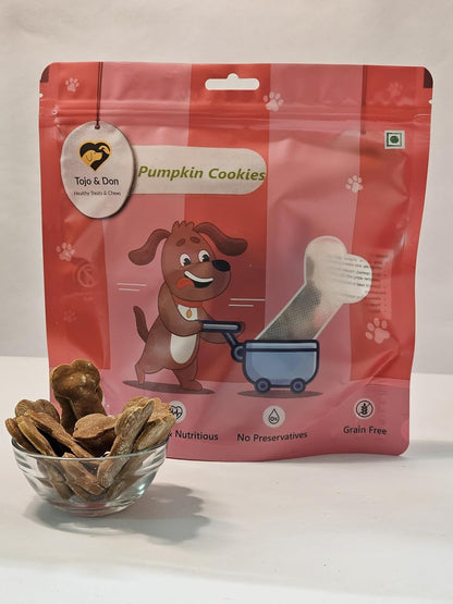 Tojo & Don Pumpkin Biscuits for Dogs, 200 g | 100% Veg, Grain-Free & Gluten-Free Pumpkin Cookies | Healthy Dog Treats with High Fibre | No Preservatives | Easy to Digest | for All Dog Sizes