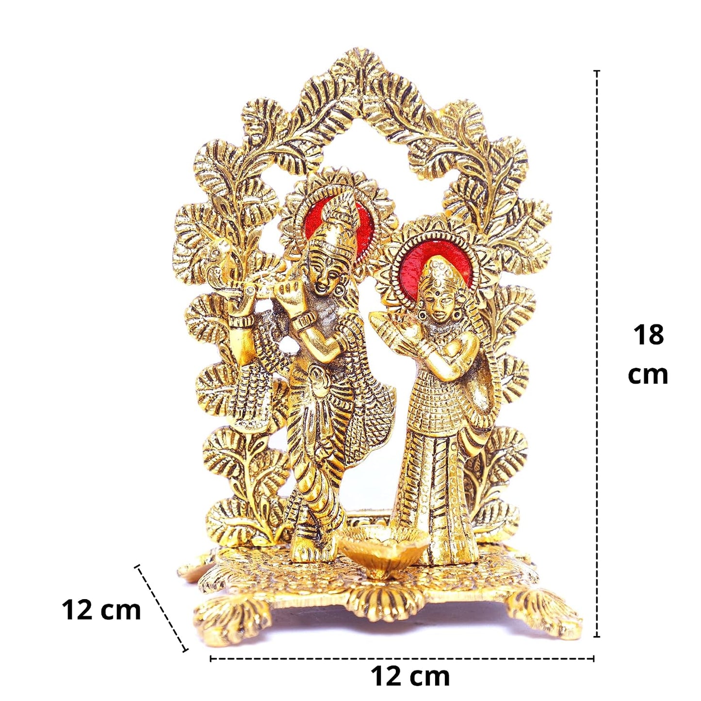 KridayKraft Radha Krishna Standing Playing Flute Metal Statue Gold Antique Finish for Pooja & Home,Office Decorative,Radha Krishna Murti Showpiece Figurines,Religious Idol Gift Article...