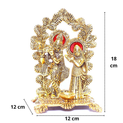 KridayKraft Radha Krishna Standing Playing Flute Metal Statue Gold Antique Finish for Pooja & Home,Office Decorative,Radha Krishna Murti Showpiece Figurines,Religious Idol Gift Article...