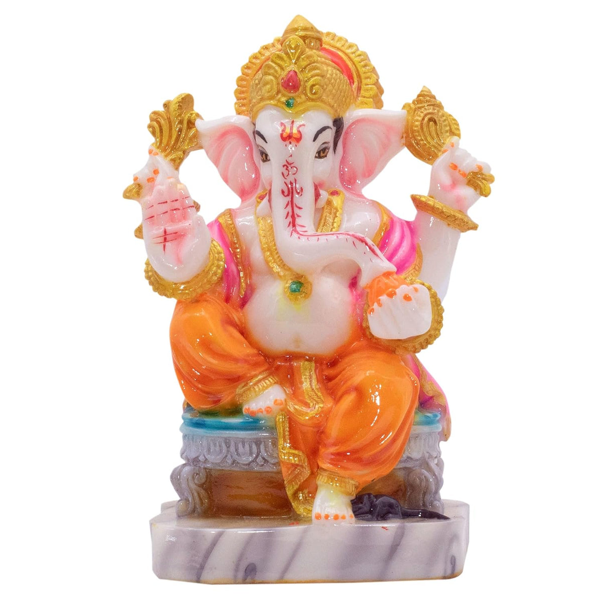 Ganesha Ganpati Murti Vinayak 6 inch Marble Dust Statue for Home Mandir, Living Room Decor, Office Desk, Gifting on Grih Pravesh, Auspicious Showpiece (Statue 1)