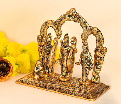 Metal Lord Ram Darbar Idol Showpiece Idols Ram Sita Laxman Hanuman Handmade Decorative for Home Decor & Office Decoration(20X18X10cm, Golden)