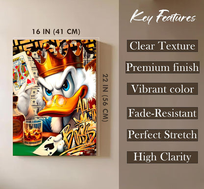 King of Cards Duck Scrooge Pop Art Canvas Wall Art Painting For Living Room, Graffiti Cartoon Painting For Kids Room,