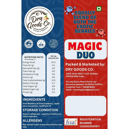 Dry Goods Co Blueberry & Cranberry Dried Berry Mix | No Added Sugar | Fresh and Healthy