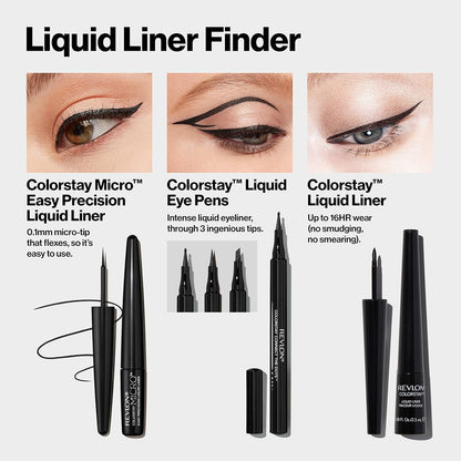REVLON ColorStay Micro Easy Precision Liquid Eyeliner, Waterproof, Smudgeproof, Longwearing with Felt Tip Applicator, 301 Blackout, 1.7 ml