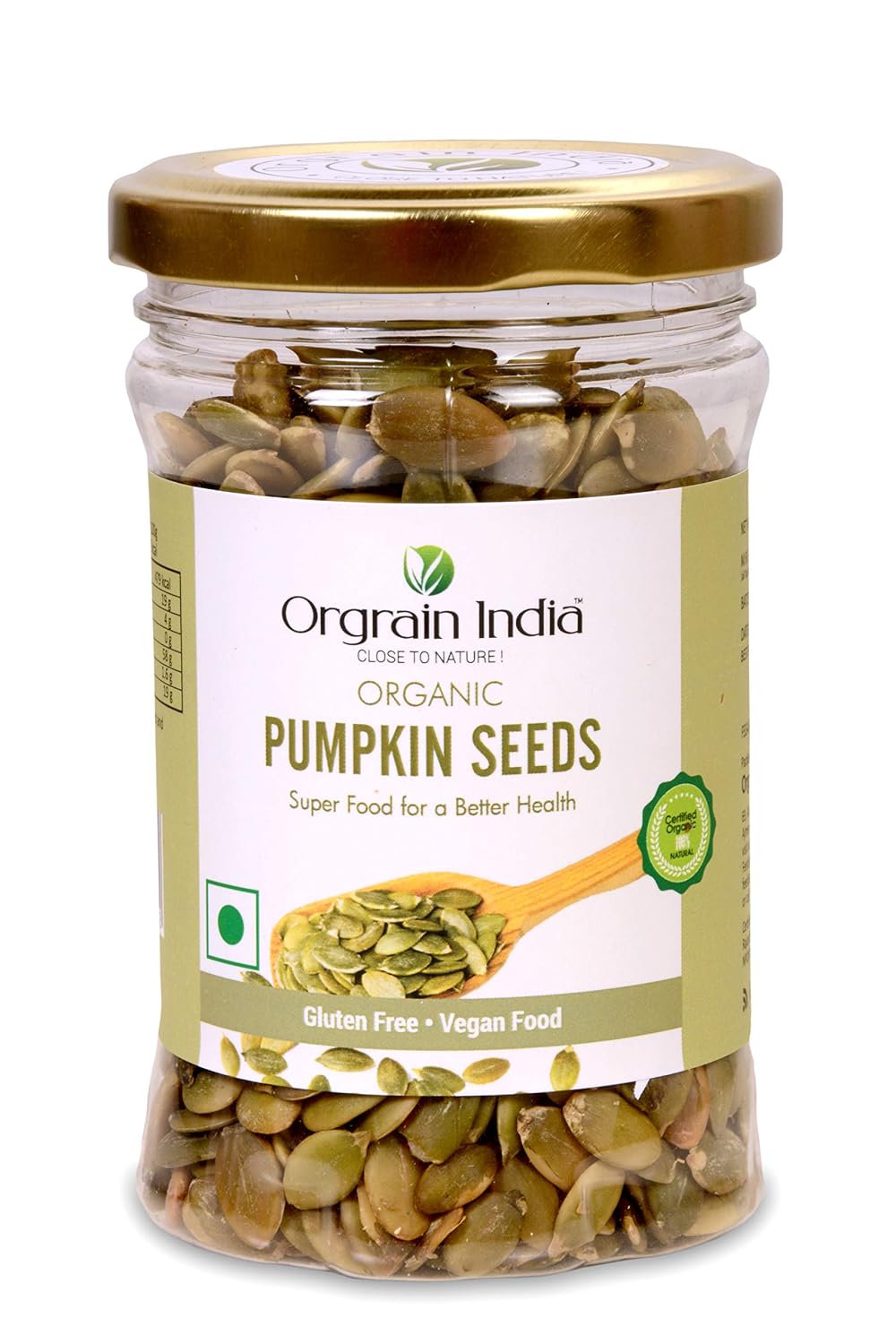 Orgrain India Organic Pumpkin Seeds, 140g | Rich in Protein & Fiber | Diet Snacks | Helps In Boosting Immunity | AAA Grade Pumpkin Seeds for Eating | Pumpkin Seeds for Weight Loss