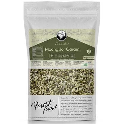Forest Found Roasted Moong Jor Garam (Vacuum Roasted) | Roasted Green Mung Healthy Snack (410g) | Oil-Free Protein & Fiber | 100% Natural Gujarat Moong Snack