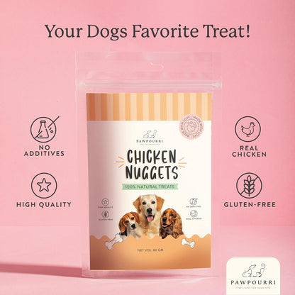 PAWPOURRI Made with 100% Natural Chicken Nuggets Treats (80gm Pack of 1)
