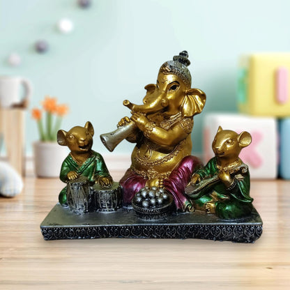 Ganesha Ganesh Ganpati Gajanan Statue Idol Murti Gift Item Decorative Showpiece Multicolor Polyresin Pack of 1 (B011)