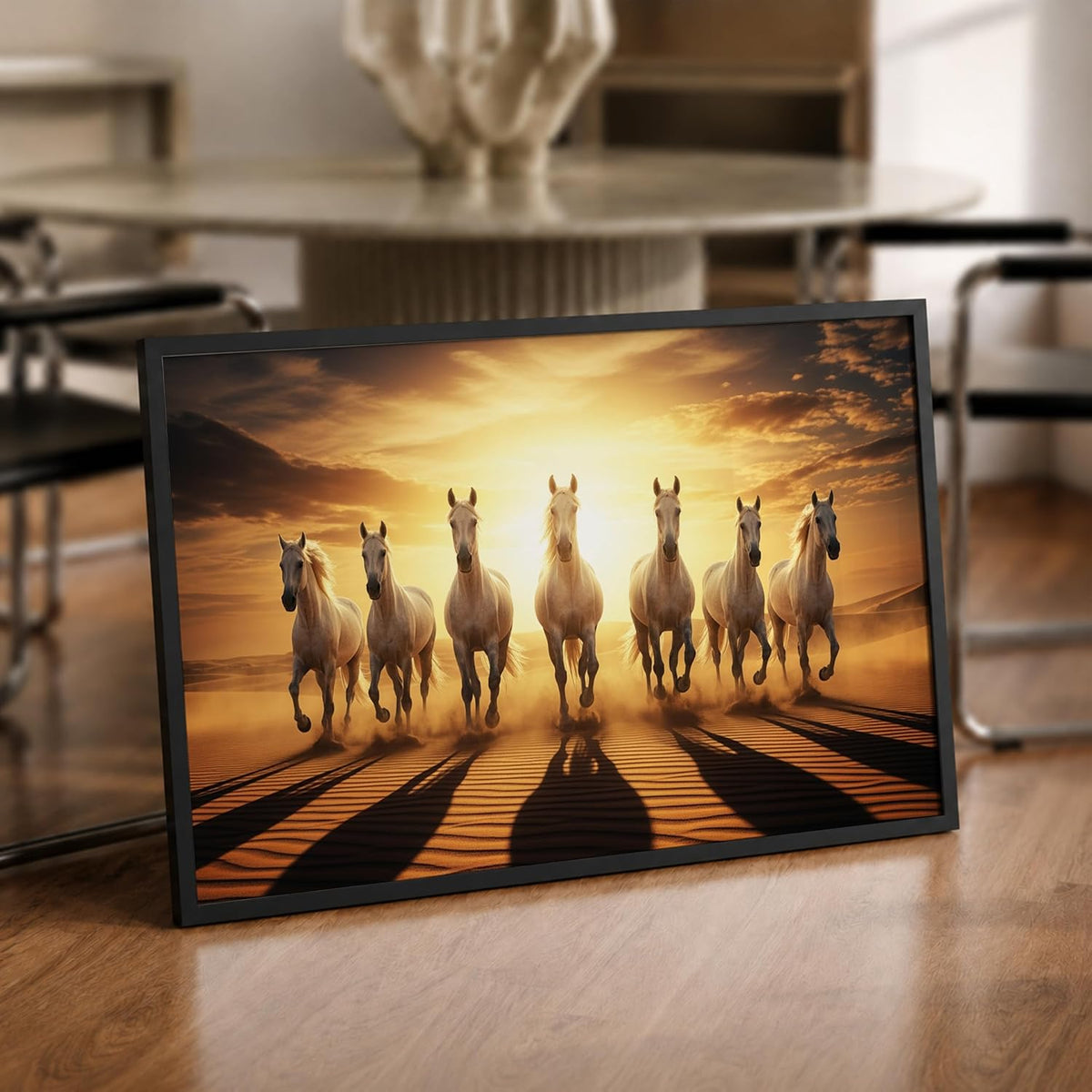 7 Horse Vastu Wall Painting (Landscape Collection) (Natural, Design 22, 48L x 33W cm)