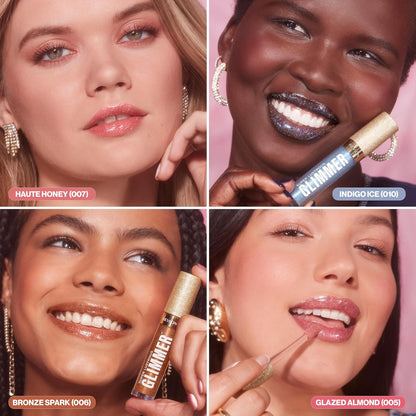REVLON Super Lustrous Glimmer Gloss, Non-Sticky Lip Gloss, High-Shine Finish, Plant-Based Glitter, 005 Glazed Almond, 3.8 ml