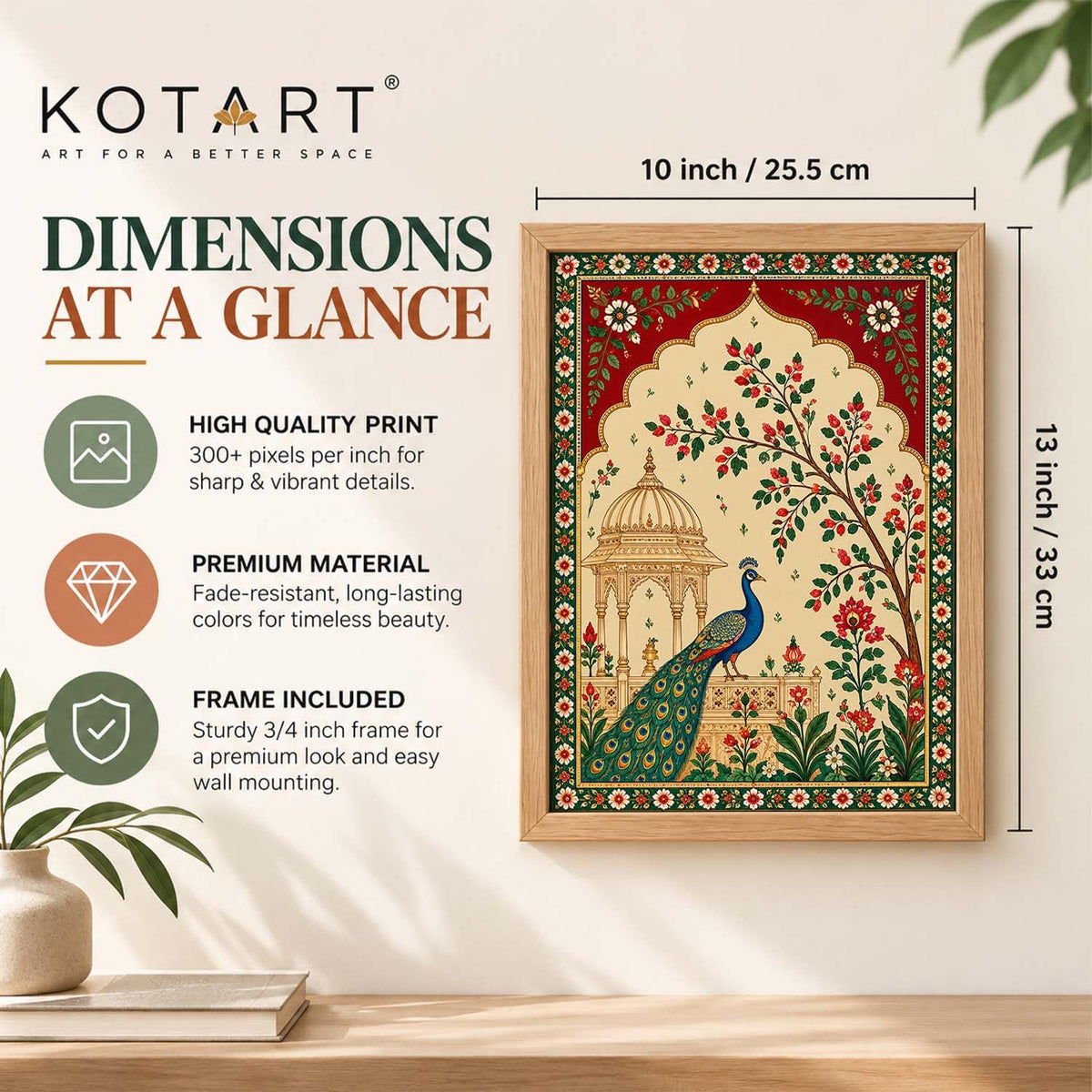Madhubani Paintings Set of 6 Traditional Indian Folk Art Wall Painting With Frame for Living Room Bedroom Hotel Wall Decor Digital Reprint (10X13 Inch)