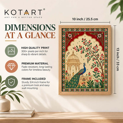 Madhubani Paintings Set of 6 Traditional Indian Folk Art Wall Painting With Frame for Living Room Bedroom Hotel Wall Decor Digital Reprint (10X13 Inch)