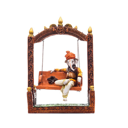 eCraftIndia Polyresin Lord Ganesha Idol (10.99 cm x 19.98 cm x 29.99 cm, Brown)