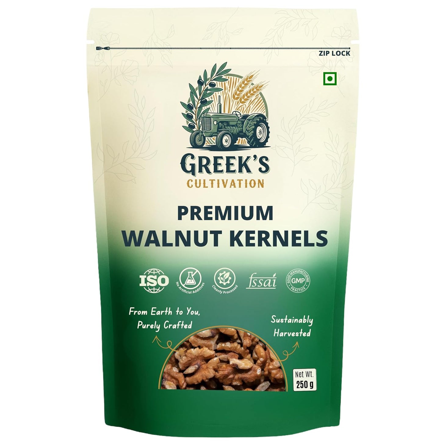 Greek's Cultivation Premium Walnut Kernels,250g | Kashmiri Akhrot Giri Without Shell | Fresh & Natural Walnuts | Crunchy & Nutritious Dry Fruits Rich in Omega-3, Protein & Fiber | Healthy Snack