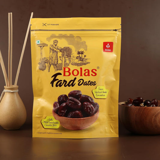 Bolas UAE Fard Dates 500g | Soft & Smooth Khajur/Khajoor | Mild Sweetness | Naturally Low-Fat | No Added Sugar | No Preservatives | Rich in Fibre | Dry Fruits