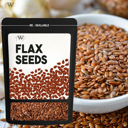TWF Virgin Flax Seeds | AAA Grade Seeds for Eating | Rich In Protein & Dietary Fibre | Supports Weight Loss | Alsi Seeds | No Artificial Additives or Harmful Pesticides | Resealable Pack | Diet Snack | Unroasted | Unsalted | Highest Natural Potency