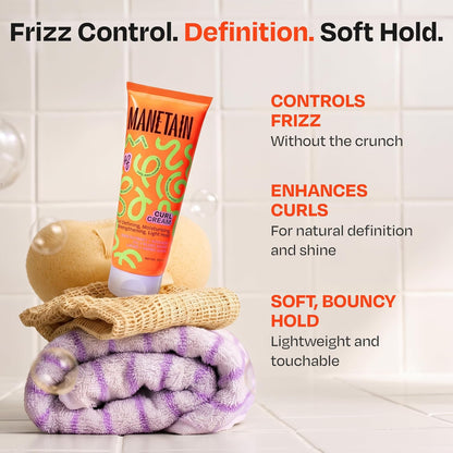 MANETAIN Curl Cream 50ml for Curly & Wavy Hair | Frizz Control, Soft Hold & Moisturizing Styling Cream | Enhances Natural Curls, Reduces Frizz | Sulfate-Free, Paraben-Free, Vegan Hair Care