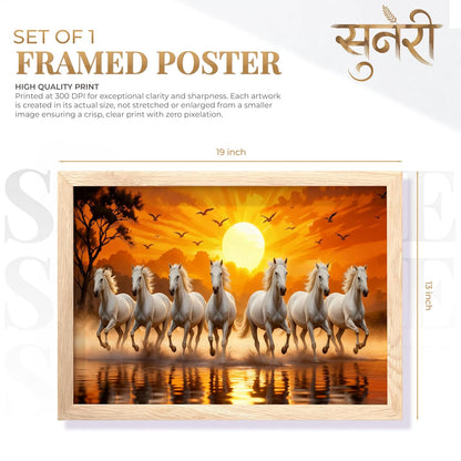 7 Horse Vastu Wall Painting (Landscape Collection) (Natural, Design 02, 13x19 Inch)
