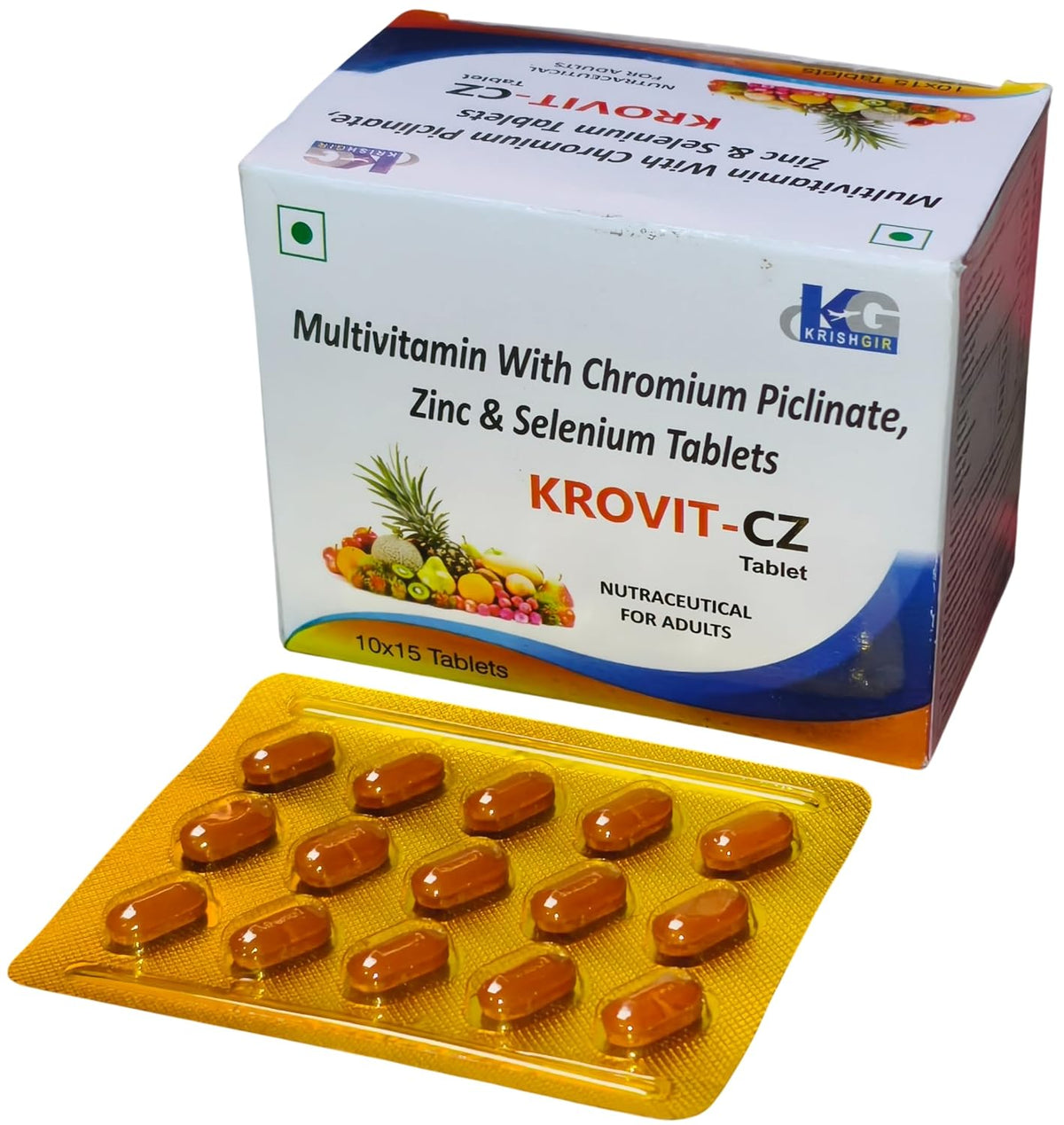 KROVIT-CZ Multivitamin Tablets with Chromium Picolinate, Zinc, Selenium, Vitamin B6, Vitamin B12, Folic Acid & Nicotinamide | Daily Nutritional Supplement for Adults | 150 Tablets