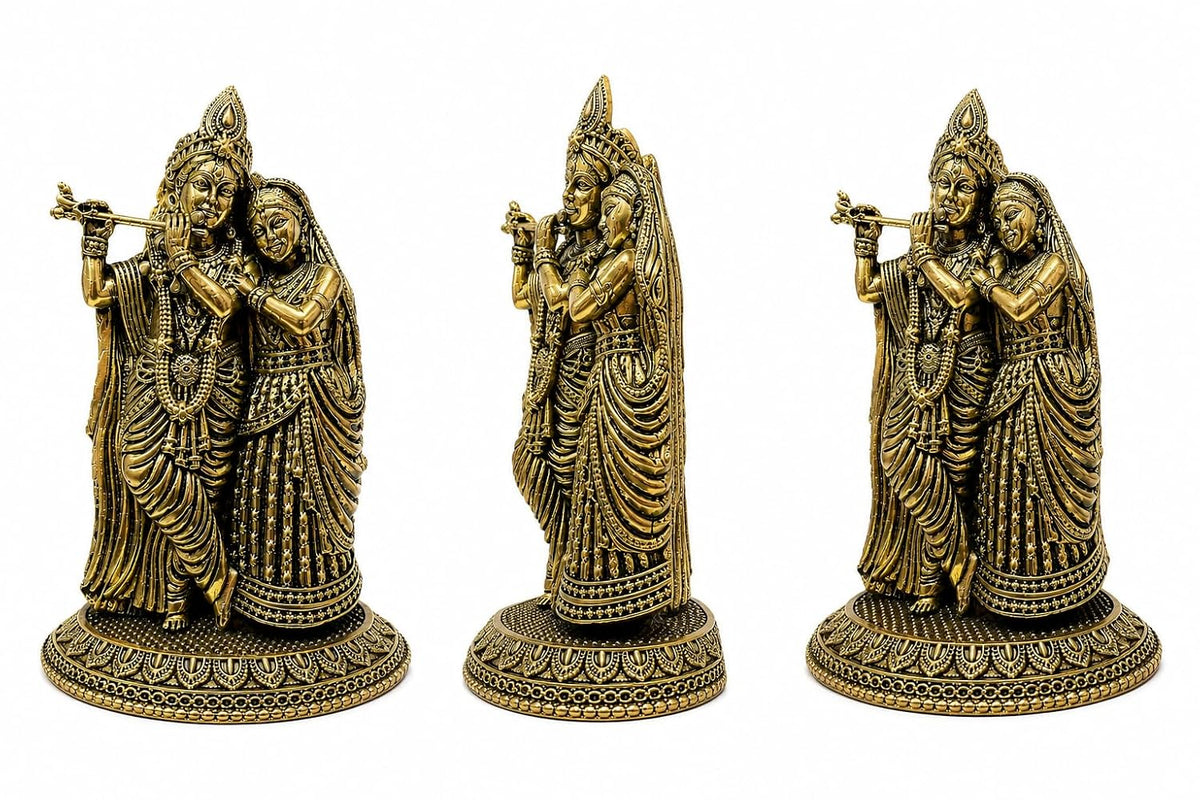 UNOVATE 100% Pure Brass Radha Krishna Murti, Radha Krishna Idol for Gift