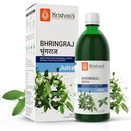 KRISHNA'S HERBAL & AYURVEDA Bhringraj Juice-500 Ml(Pack Of 1)|Preservative Free|Nourishes Hair And Improves Hair Growth
