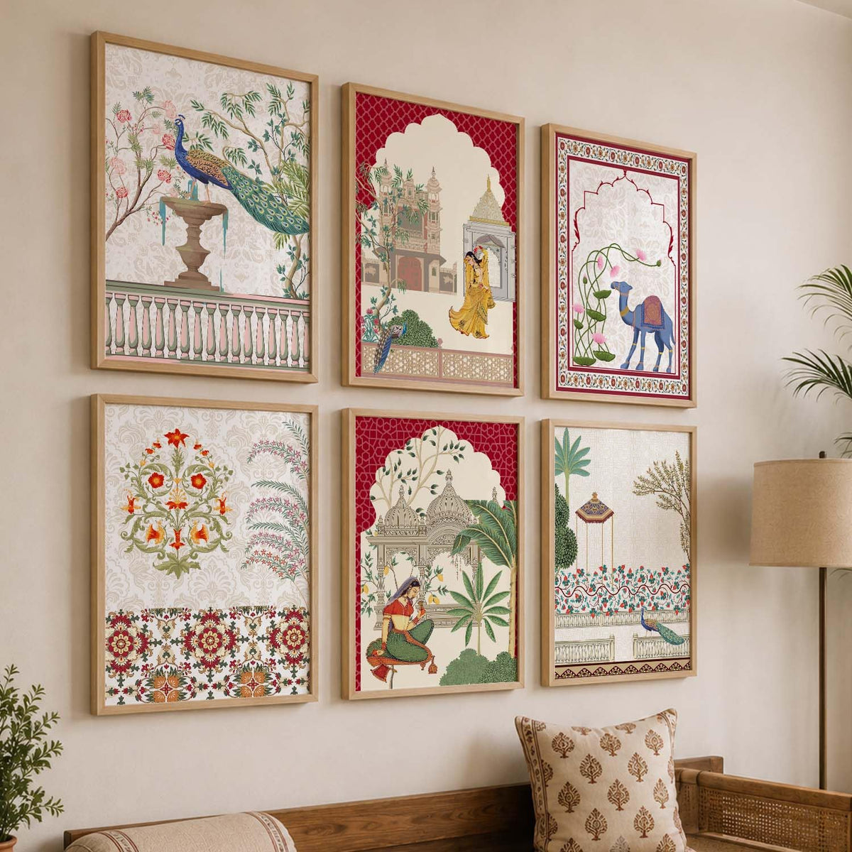Pichwai & Madhubani Wall Art | Framed Indian Traditional Paintings for Living Room, Bedroom & Office Decor | Set of 6, 10x13 Inch