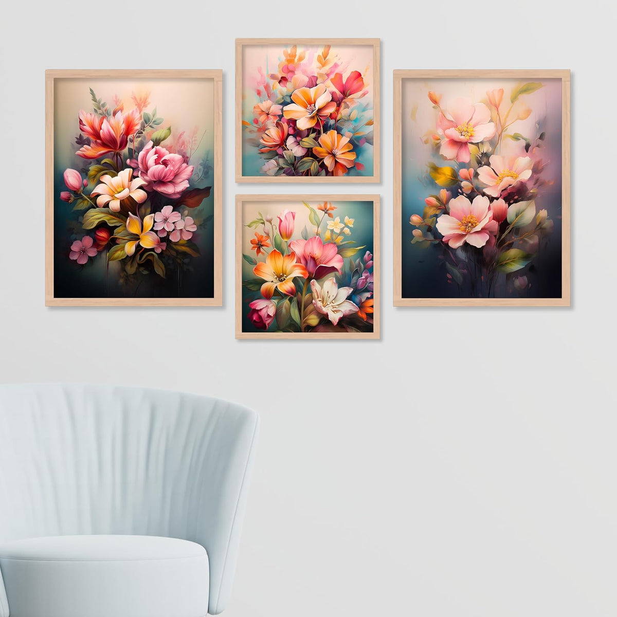 Painting For Home/Wall Decoration - Wall Painting For Living Room Bedroom Framed - Frames For Office Wall Decor (Set of 4) (Medium, Artwork 1)